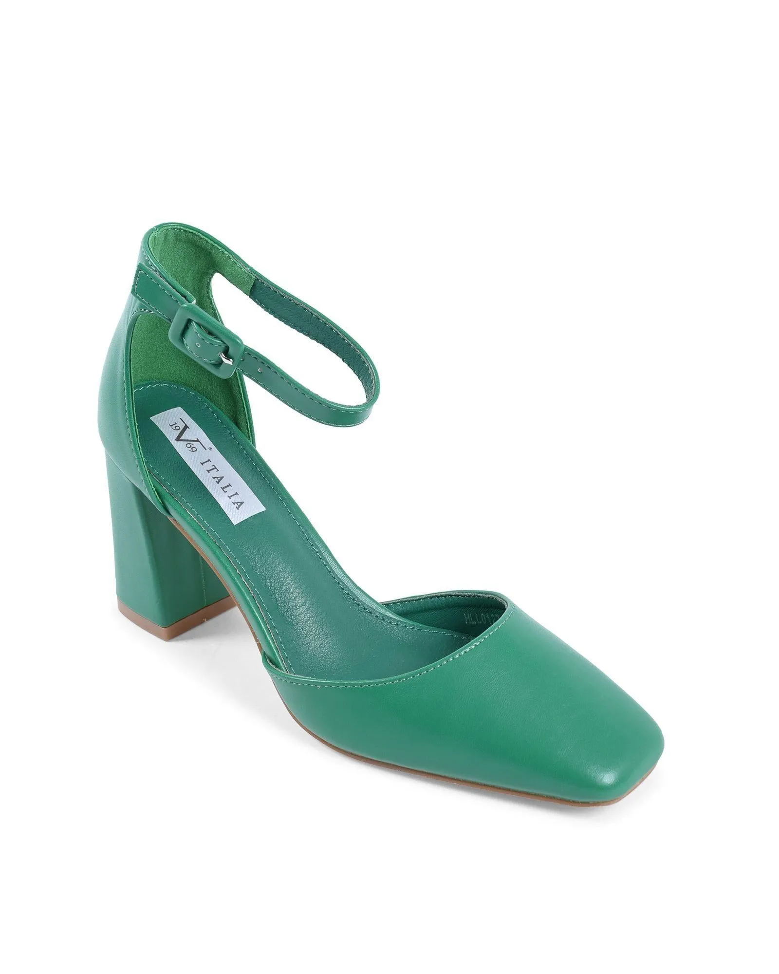 19V69 Italia Ankle Strap Square Toe Heels Green