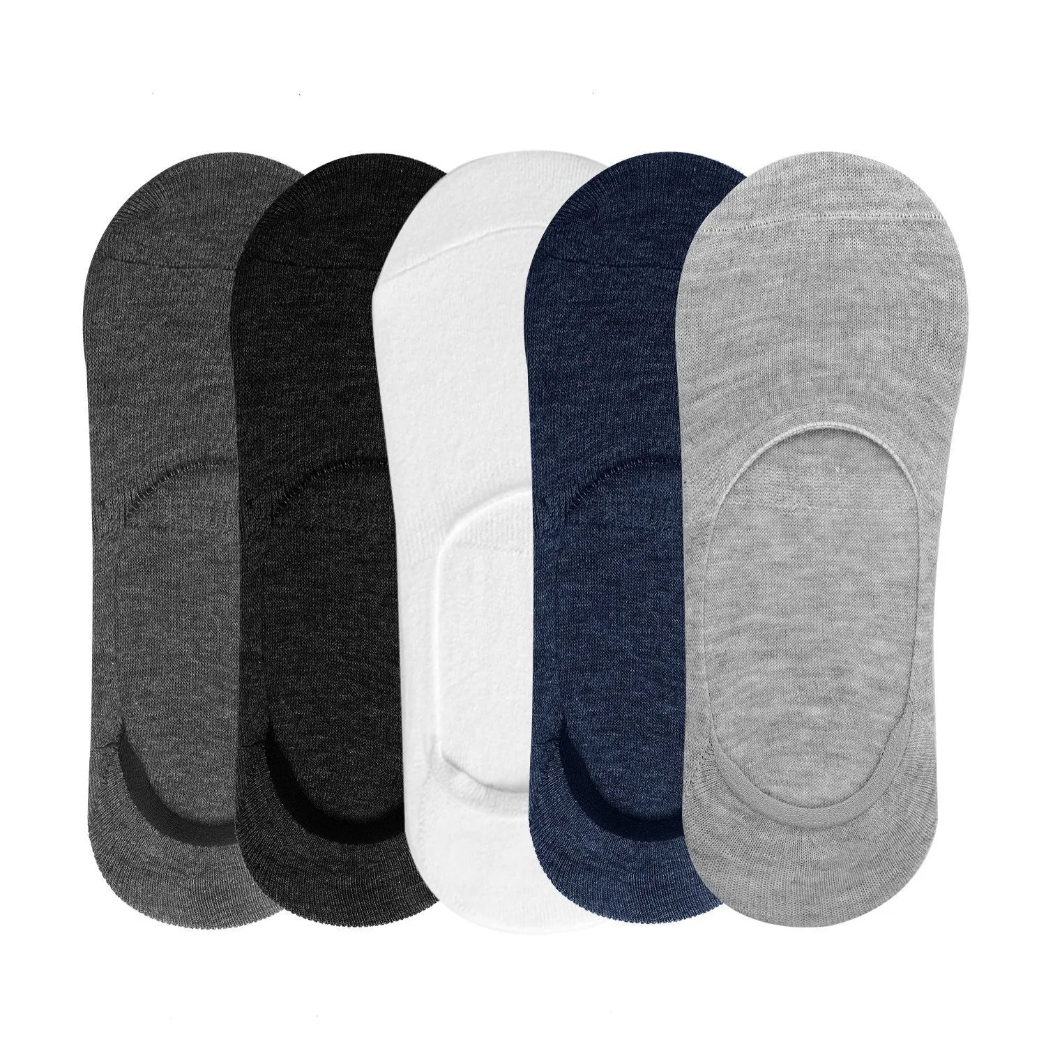 5-Pairs: Breathable No Show Boat Socks Non-Slip