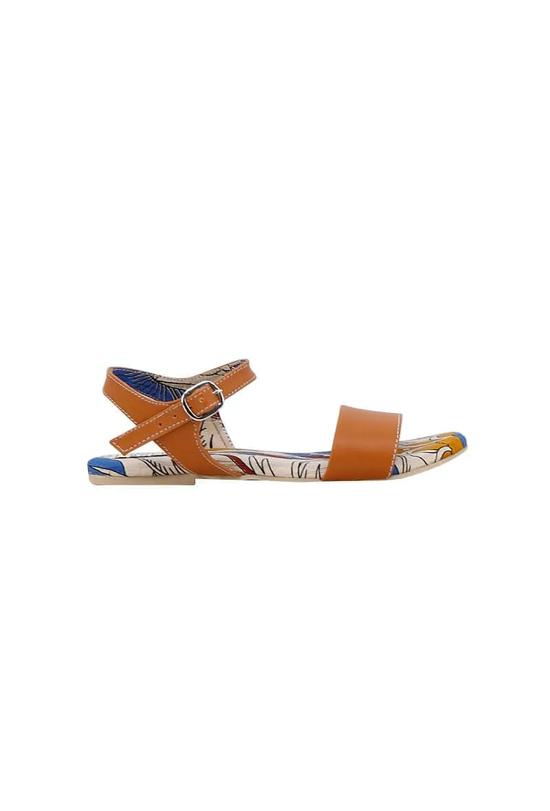 Aayushi Orange kalamkari Sole Sandals