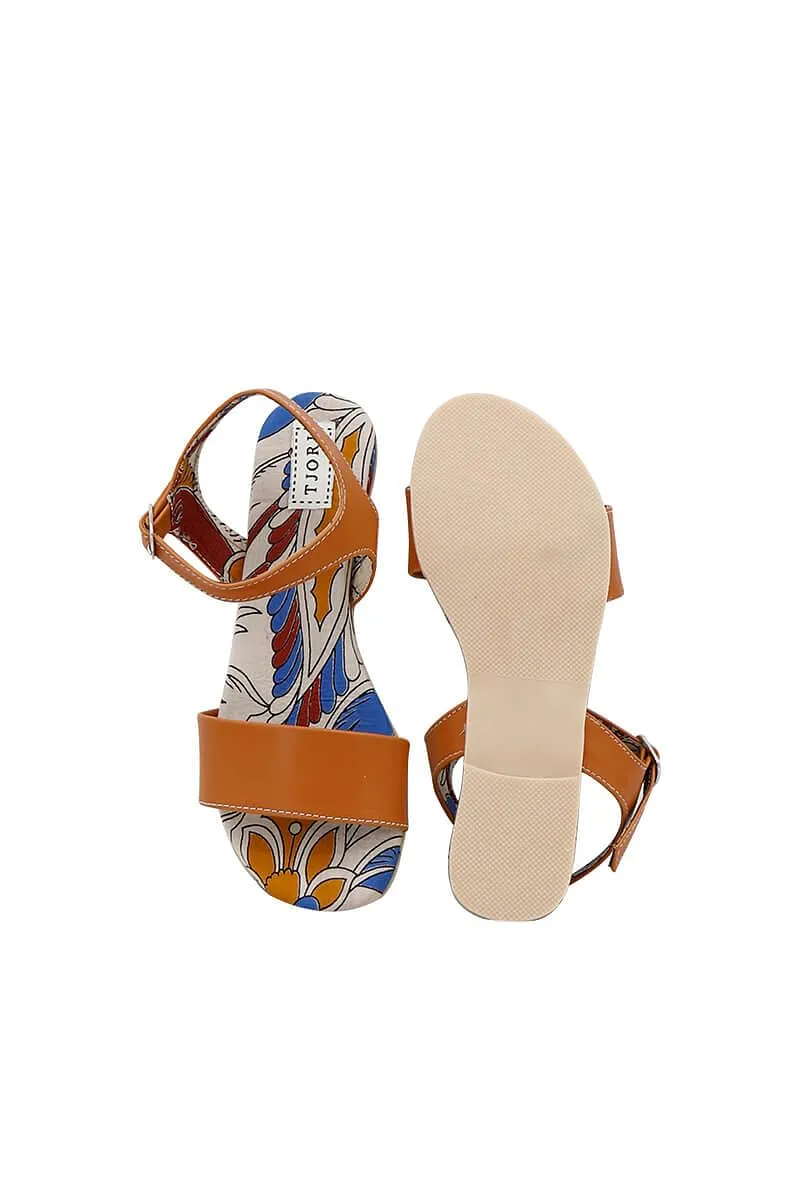 Aayushi Orange kalamkari Sole Sandals