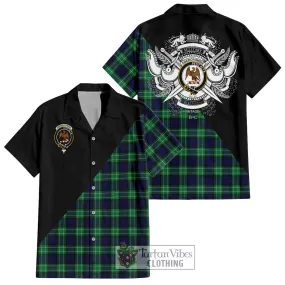 Abercrombie Tartan Short Sleeve Button Shirt with Family Crest and Military Logo Style