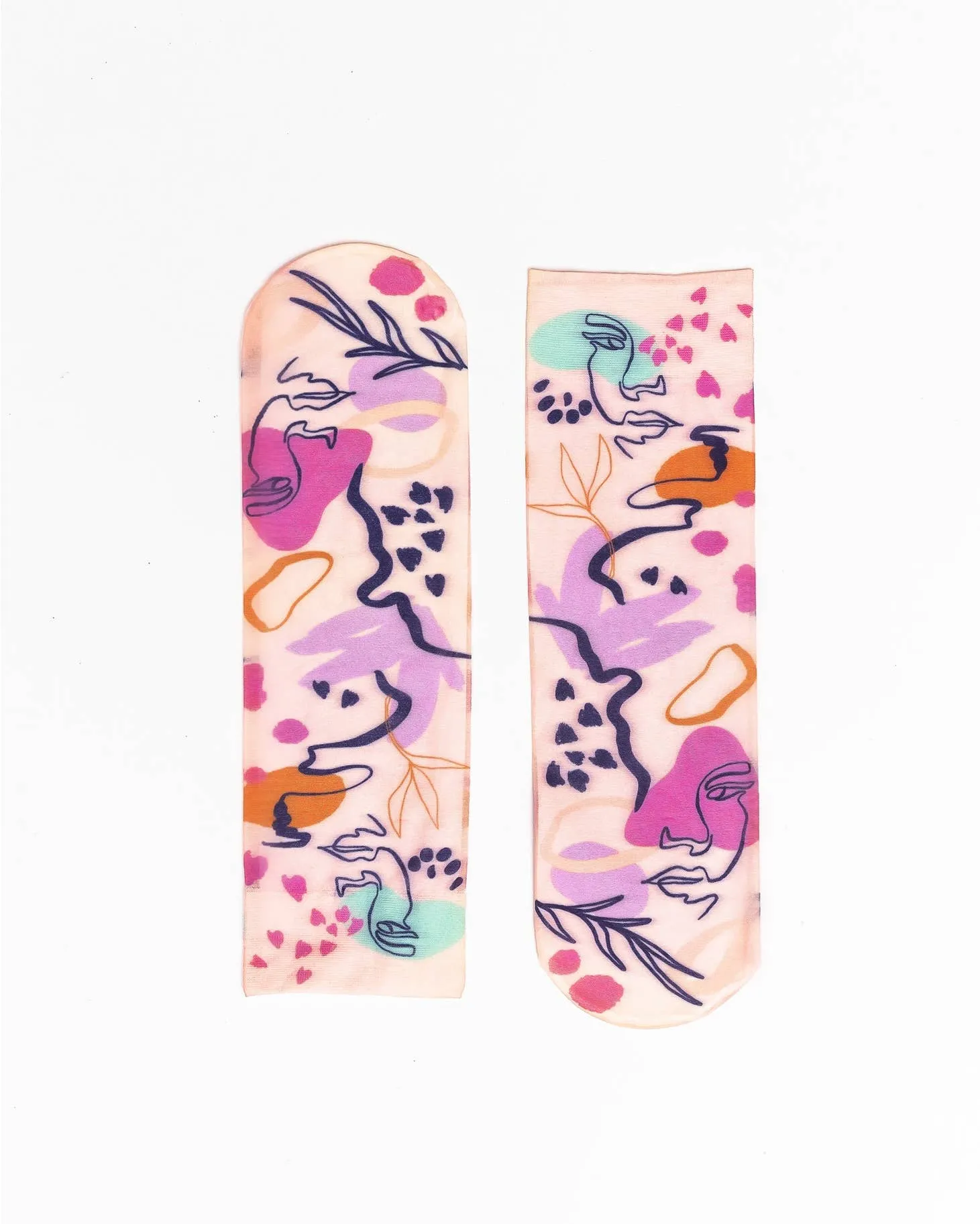 Abstract Faces Printed Ankle Sock - U.S. Women's Size 5 - 10