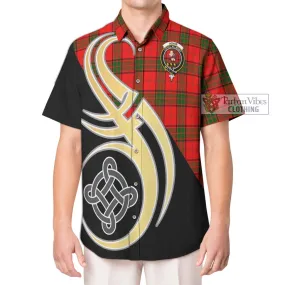 Adair Tartan Short Sleeve Button Shirt with Family Crest and Celtic Symbol Style