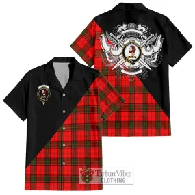 Adair Tartan Short Sleeve Button Shirt with Family Crest and Military Logo Style