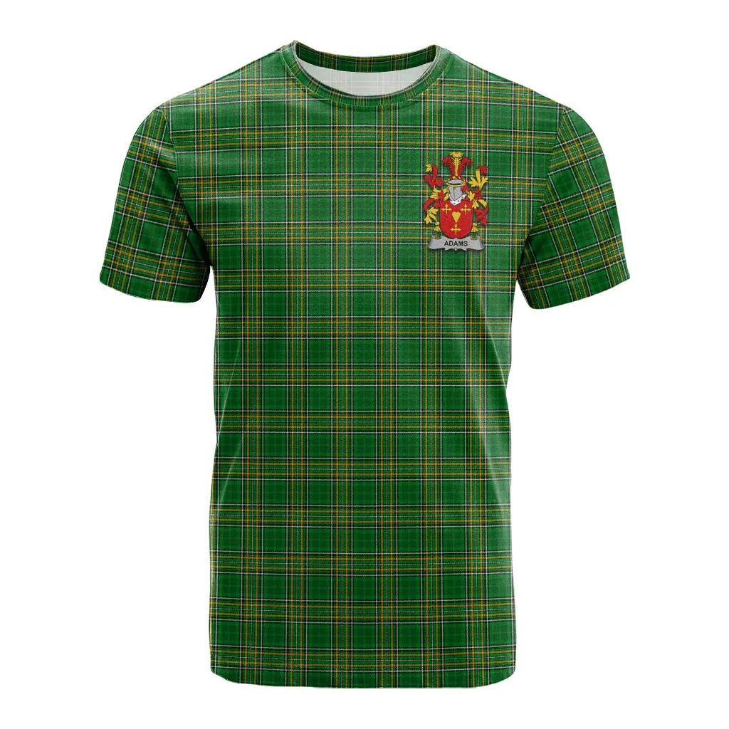 Adams Irish Clan Tartan Cotton T-shirt with Coat of Arms