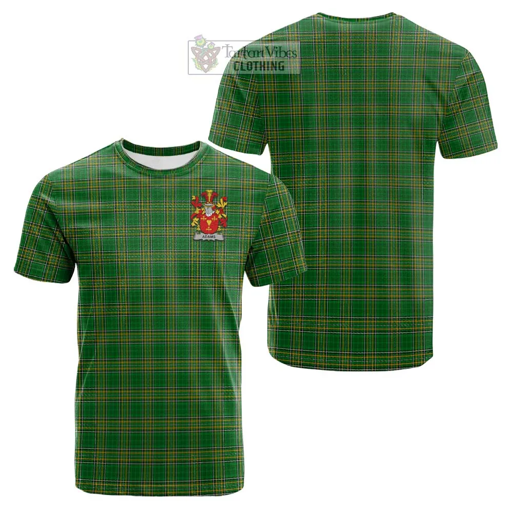 Adams Irish Clan Tartan Cotton T-shirt with Coat of Arms