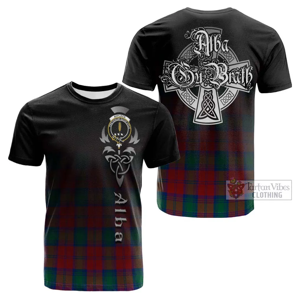 Affleck Tartan Cotton T-shirt Featuring Alba Gu Brath Family Crest Celtic Inspired