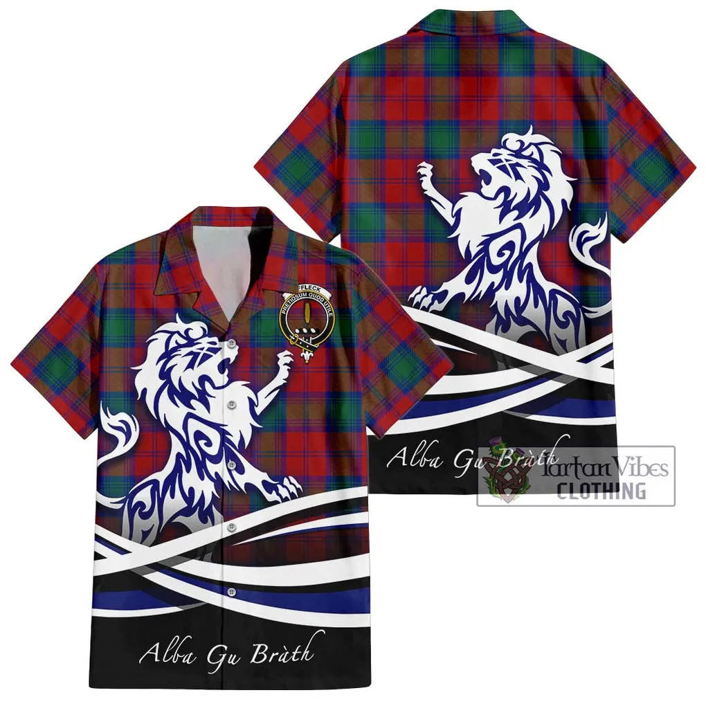 Affleck Tartan Short Sleeve Button Shirt with Alba Gu Brath Regal Lion Emblem