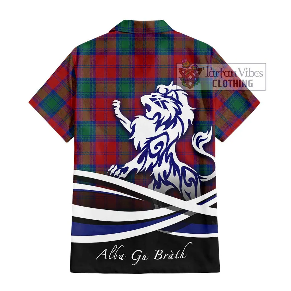 Affleck Tartan Short Sleeve Button Shirt with Alba Gu Brath Regal Lion Emblem