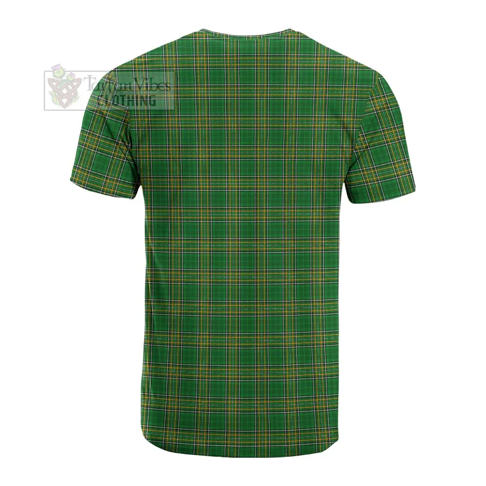 Agar Irish Clan Tartan Cotton T-shirt with Coat of Arms