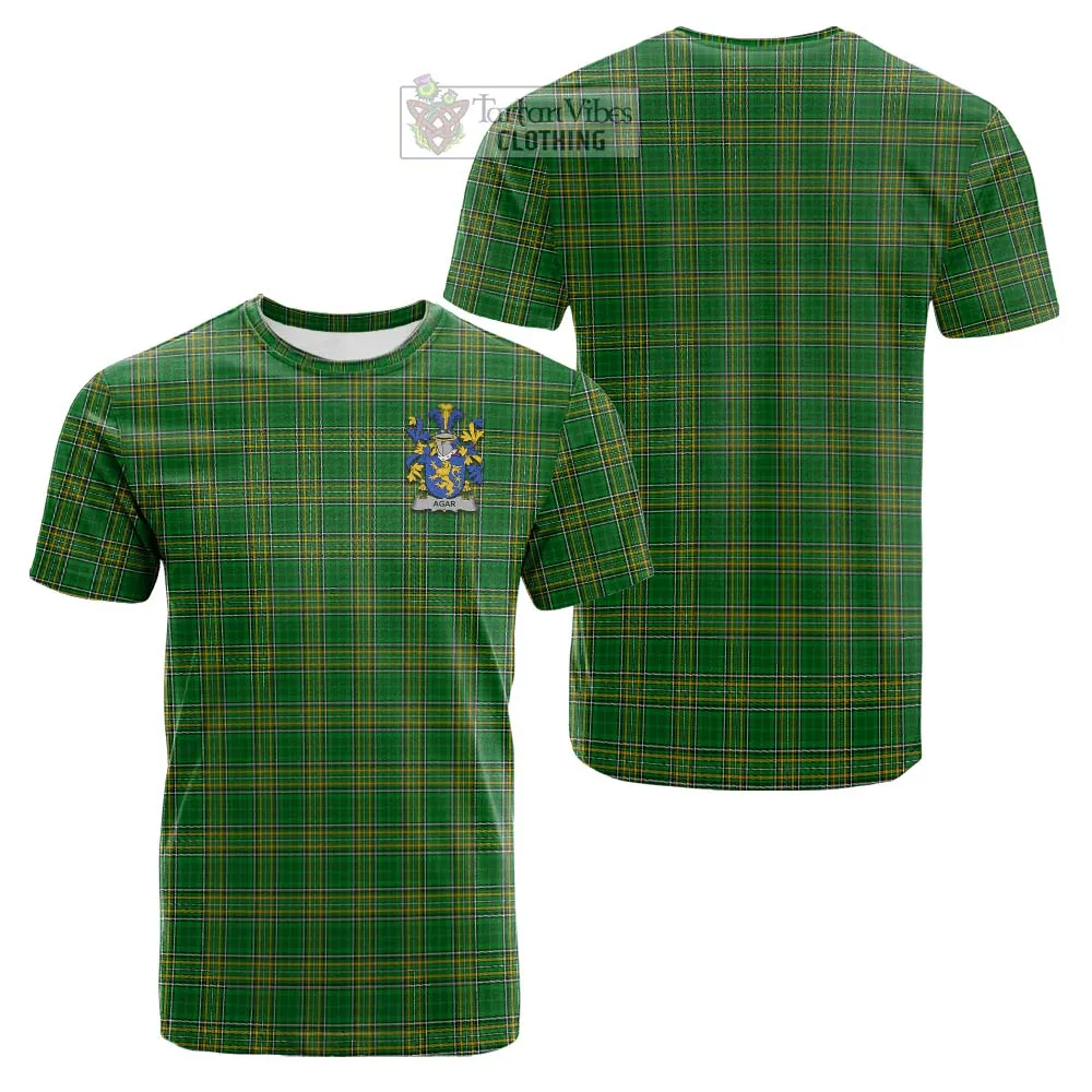 Agar Irish Clan Tartan Cotton T-shirt with Coat of Arms