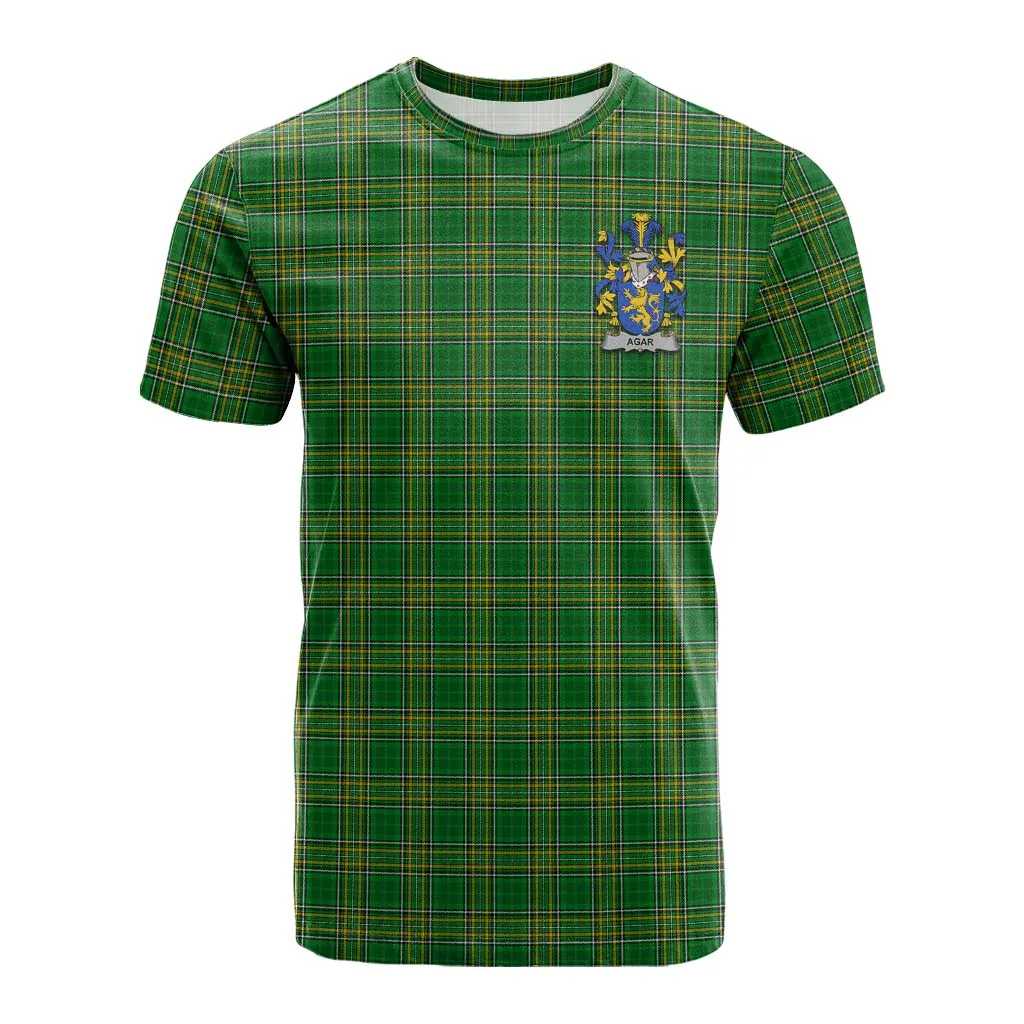 Agar Irish Clan Tartan Cotton T-shirt with Coat of Arms