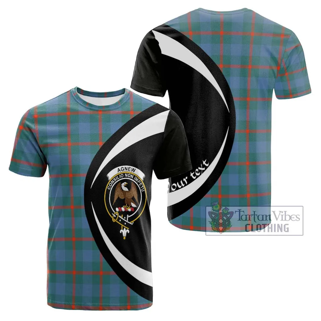 Agnew Ancient Tartan Cotton T-shirt with Family Crest Circle Style