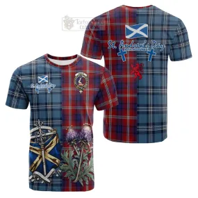 Ainslie Tartan Cotton T-shirt Happy St. Andrew's Day Half Tartan Style