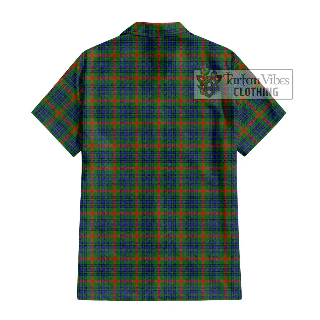 Aiton Tartan Short Sleeve Button Shirt with Family Crest DNA In Me Style