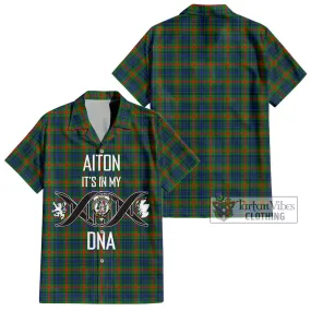 Aiton Tartan Short Sleeve Button Shirt with Family Crest DNA In Me Style