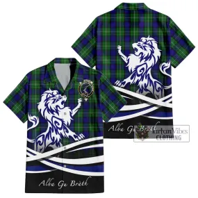 Alexander Tartan Short Sleeve Button Shirt with Alba Gu Brath Regal Lion Emblem