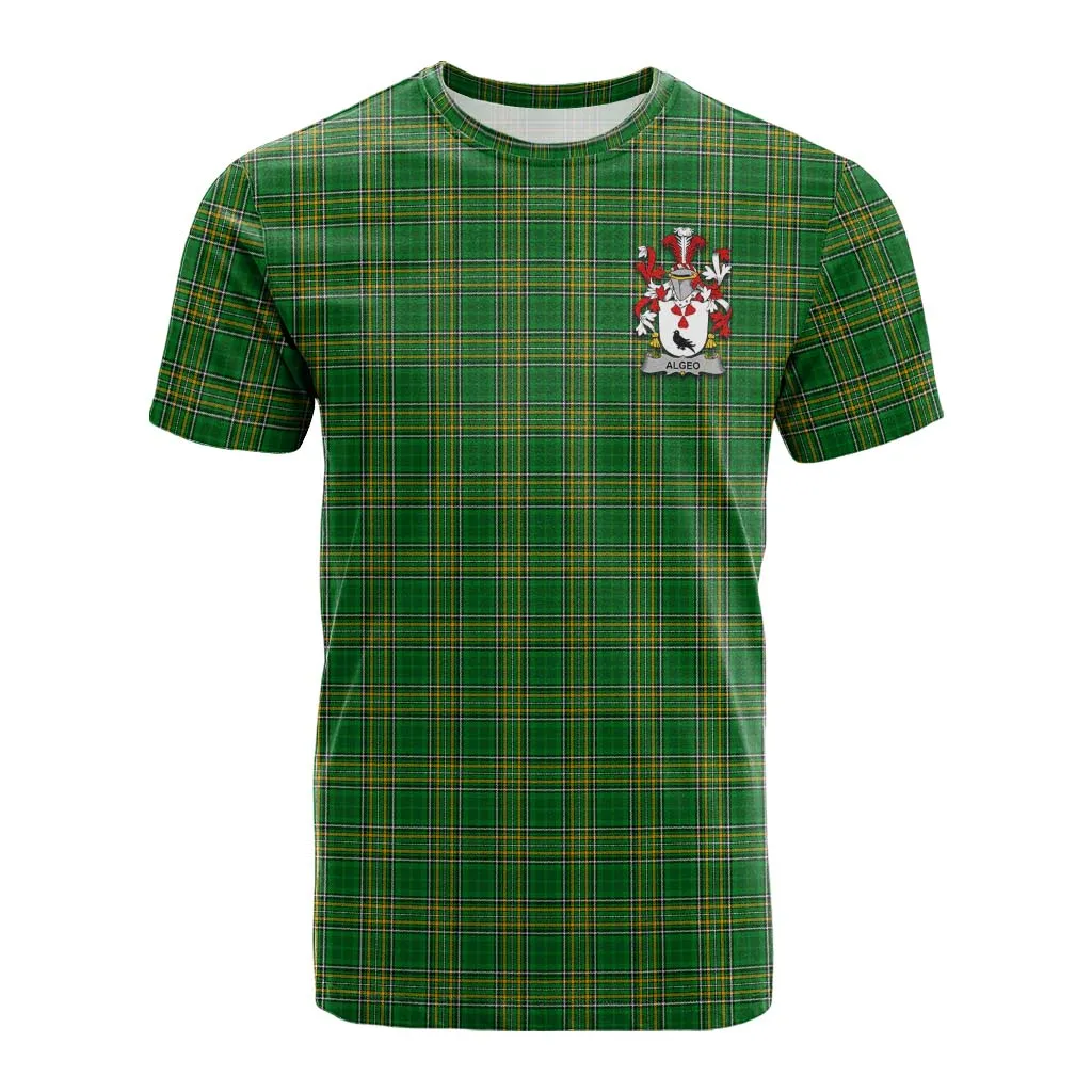 Algeo Irish Clan Tartan Cotton T-shirt with Coat of Arms