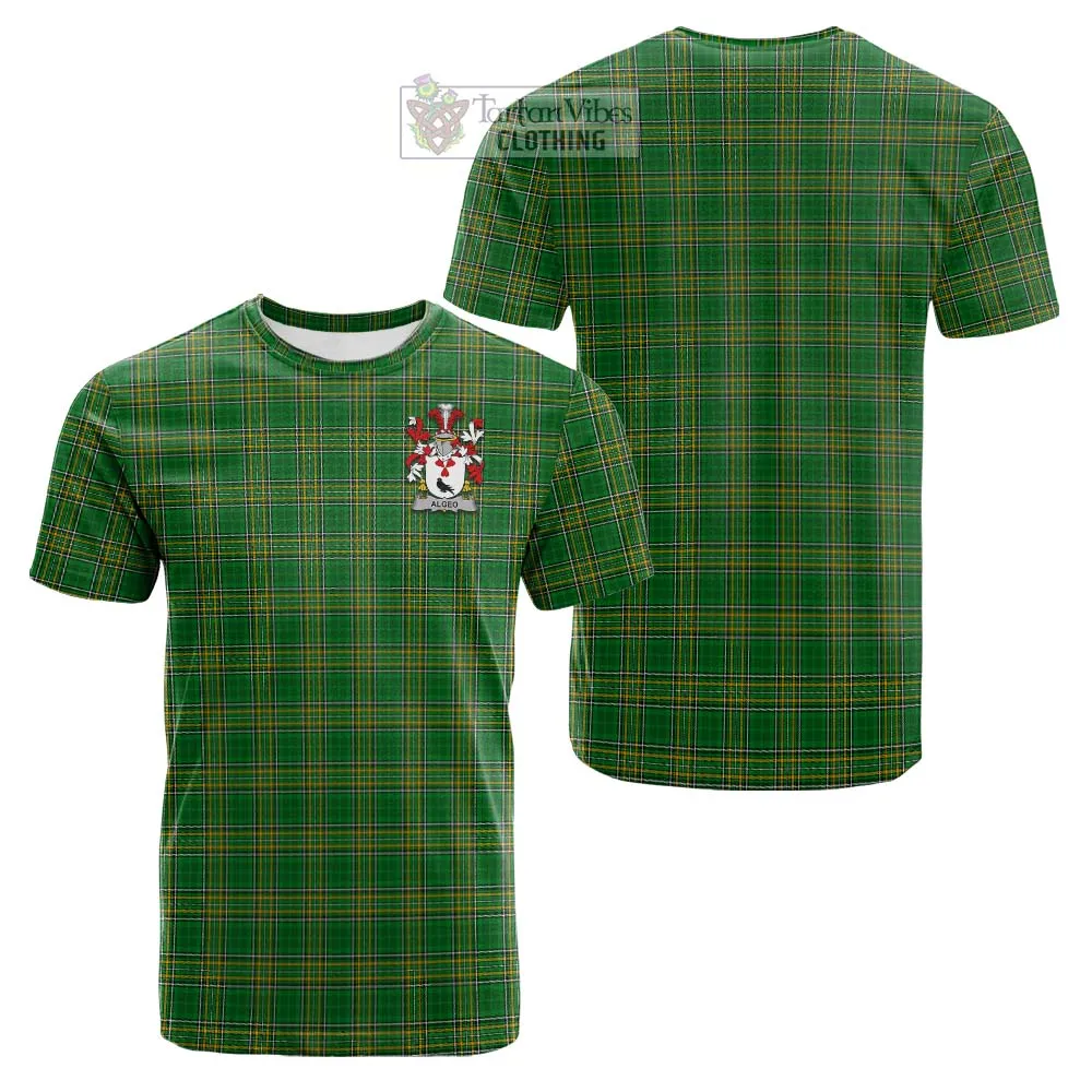 Algeo Irish Clan Tartan Cotton T-shirt with Coat of Arms