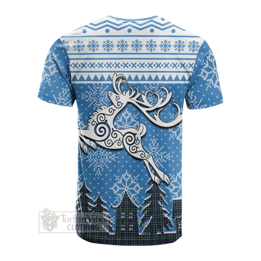 Allardice Clan Christmas Cotton T-shirt Celtic Reindeer Style