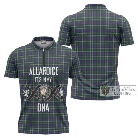 Allardice Tartan Zipper Polo Shirt with Family Crest DNA In Me Style