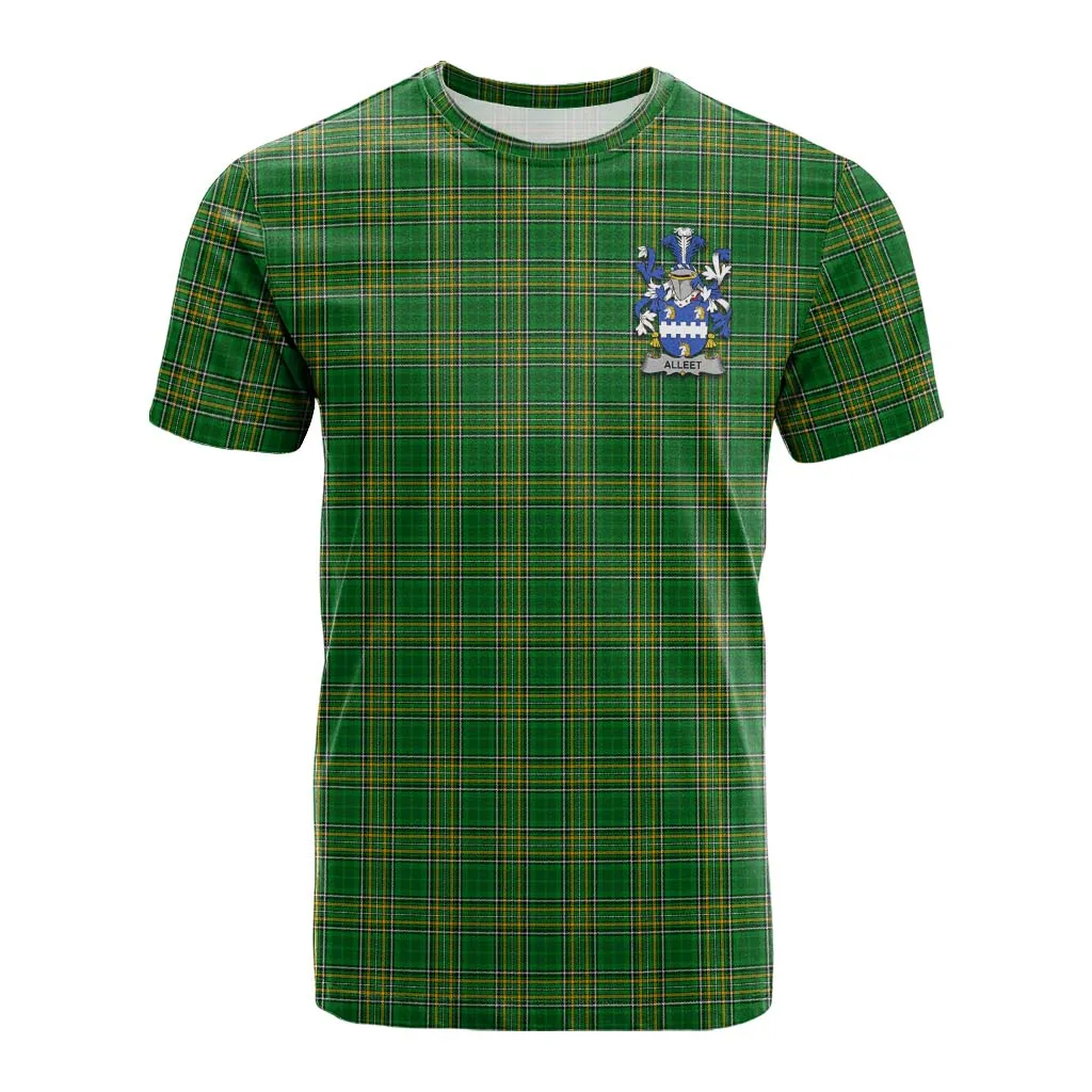 Alleet Irish Clan Tartan Cotton T-shirt with Coat of Arms