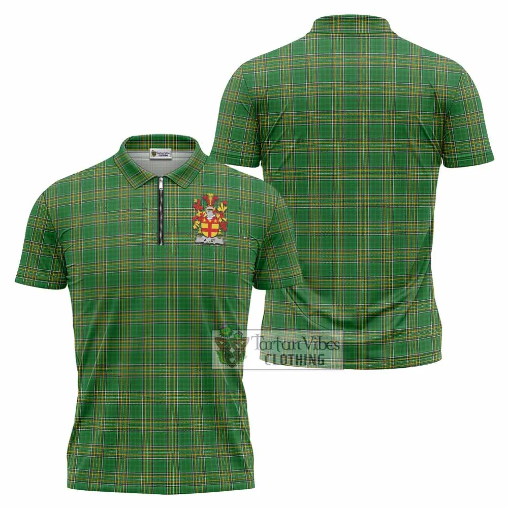 Alley Irish Clan Tartan Zipper Polo Shirt with Coat of Arms