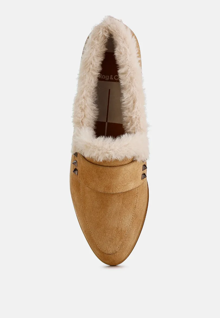 Allie Fur Trim Suede Loafers