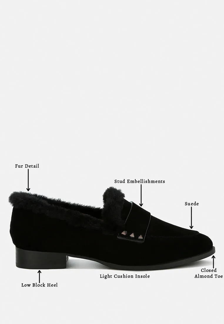 Allie Fur Trim Suede Loafers