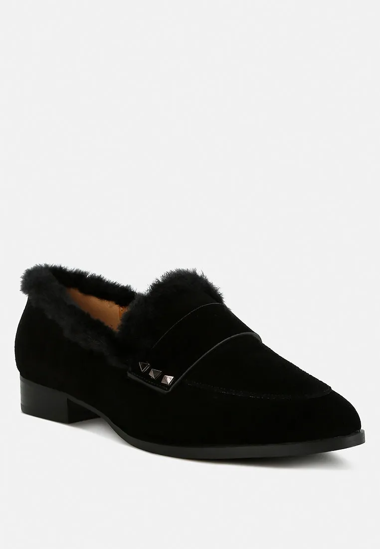 Allie Fur Trim Suede Loafers