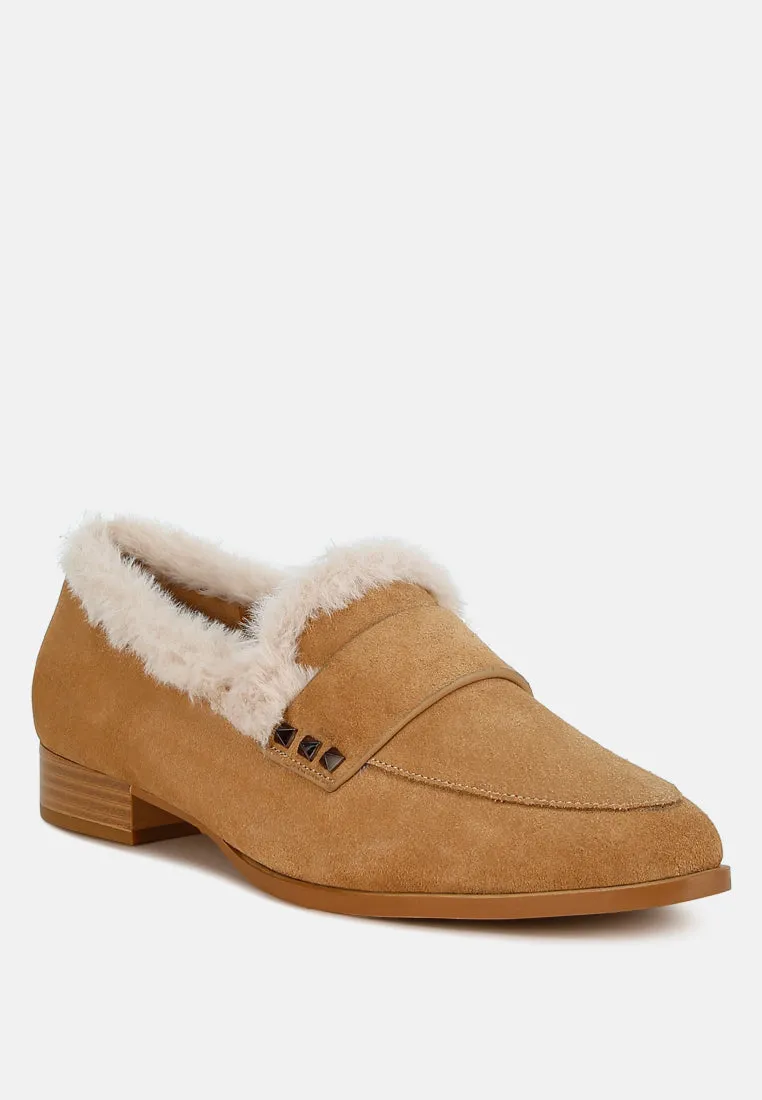 Allie Fur Trim Suede Loafers