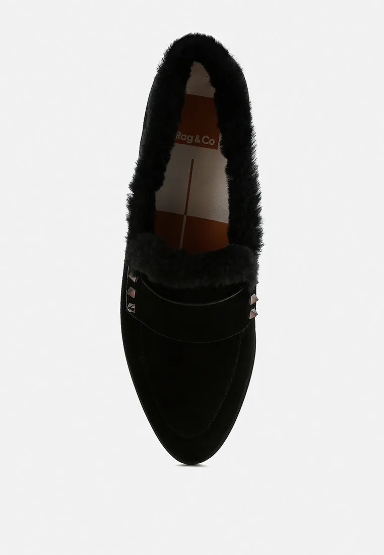 Allie Fur Trim Suede Loafers