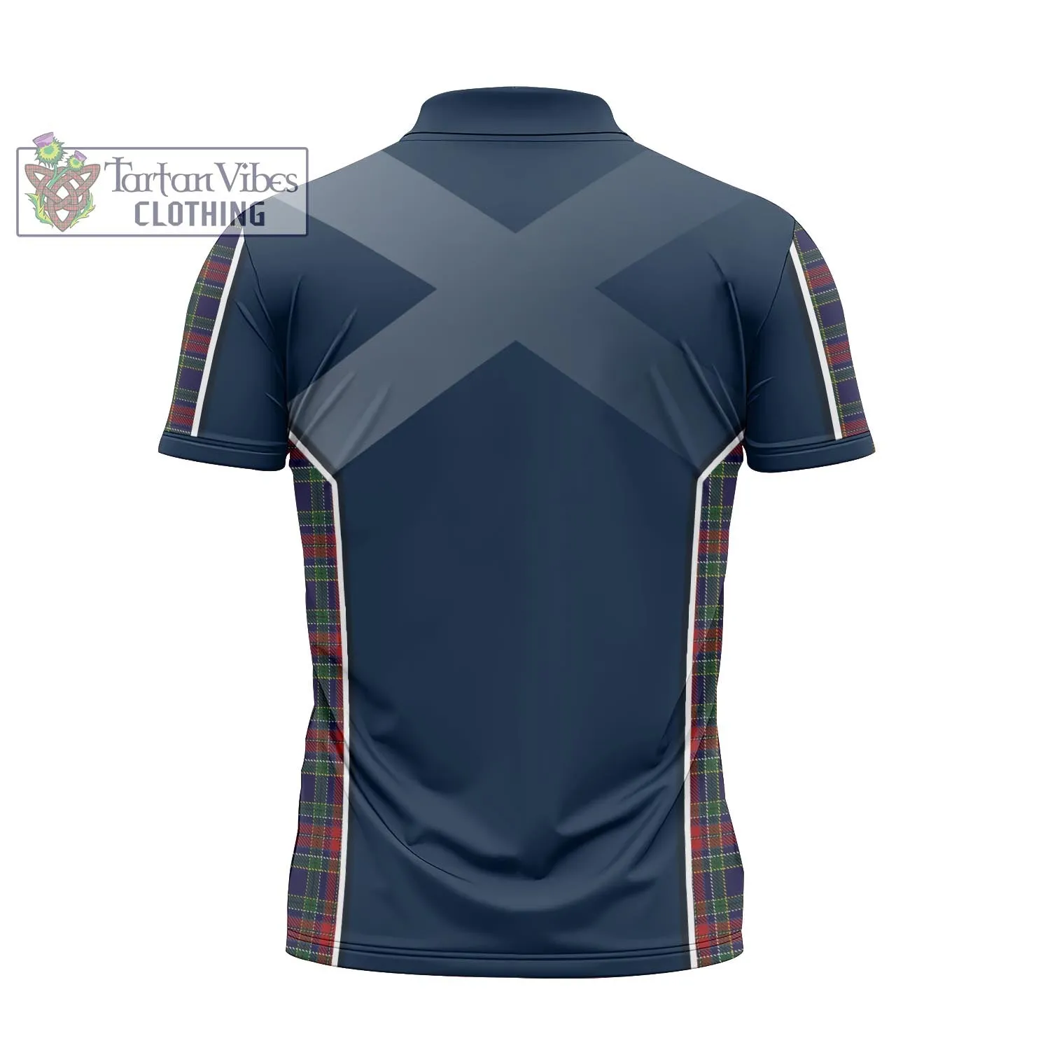 Allison Red Tartan Zipper Polo Shirt with Family Crest and Scottish Thistle Vibes Sport Style