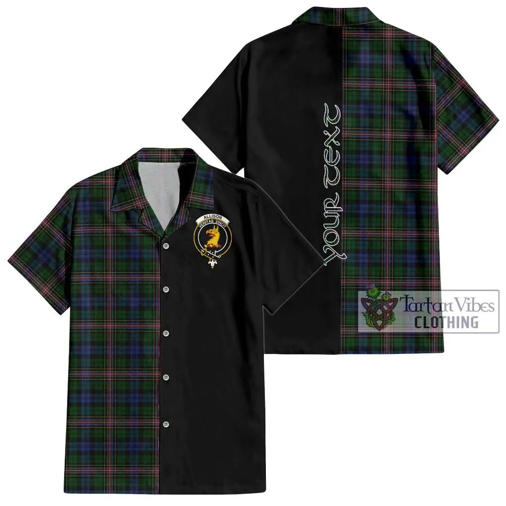 Allison Tartan Short Sleeve Button Shirt with Family Crest and Half Of Me Style