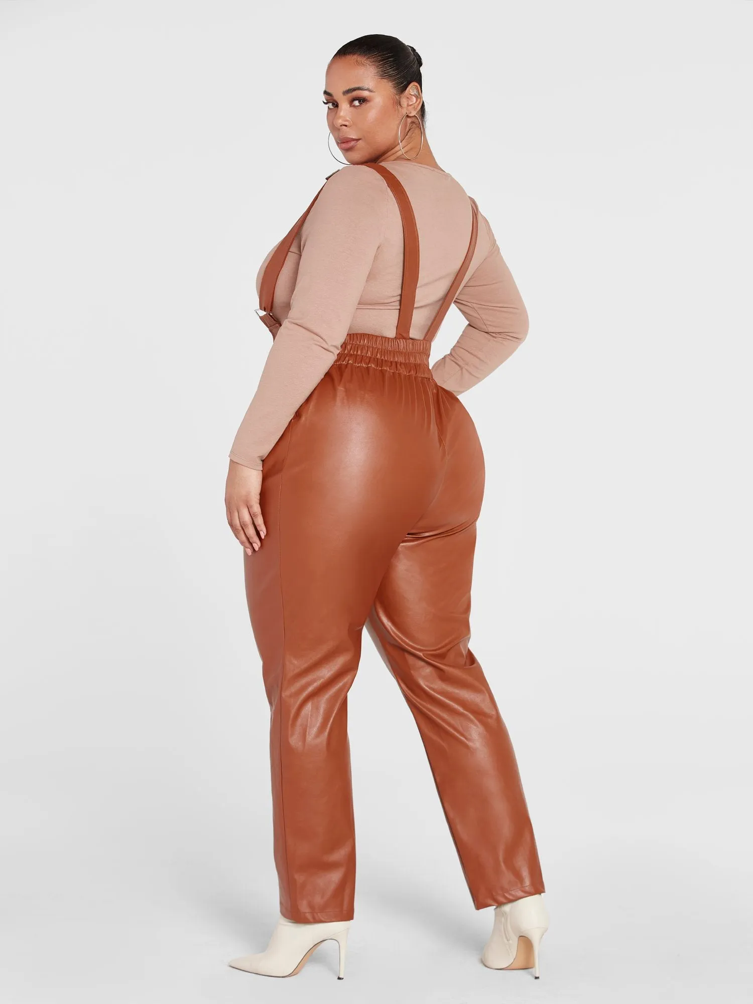 Amelia Faux Leather Suspender Pants