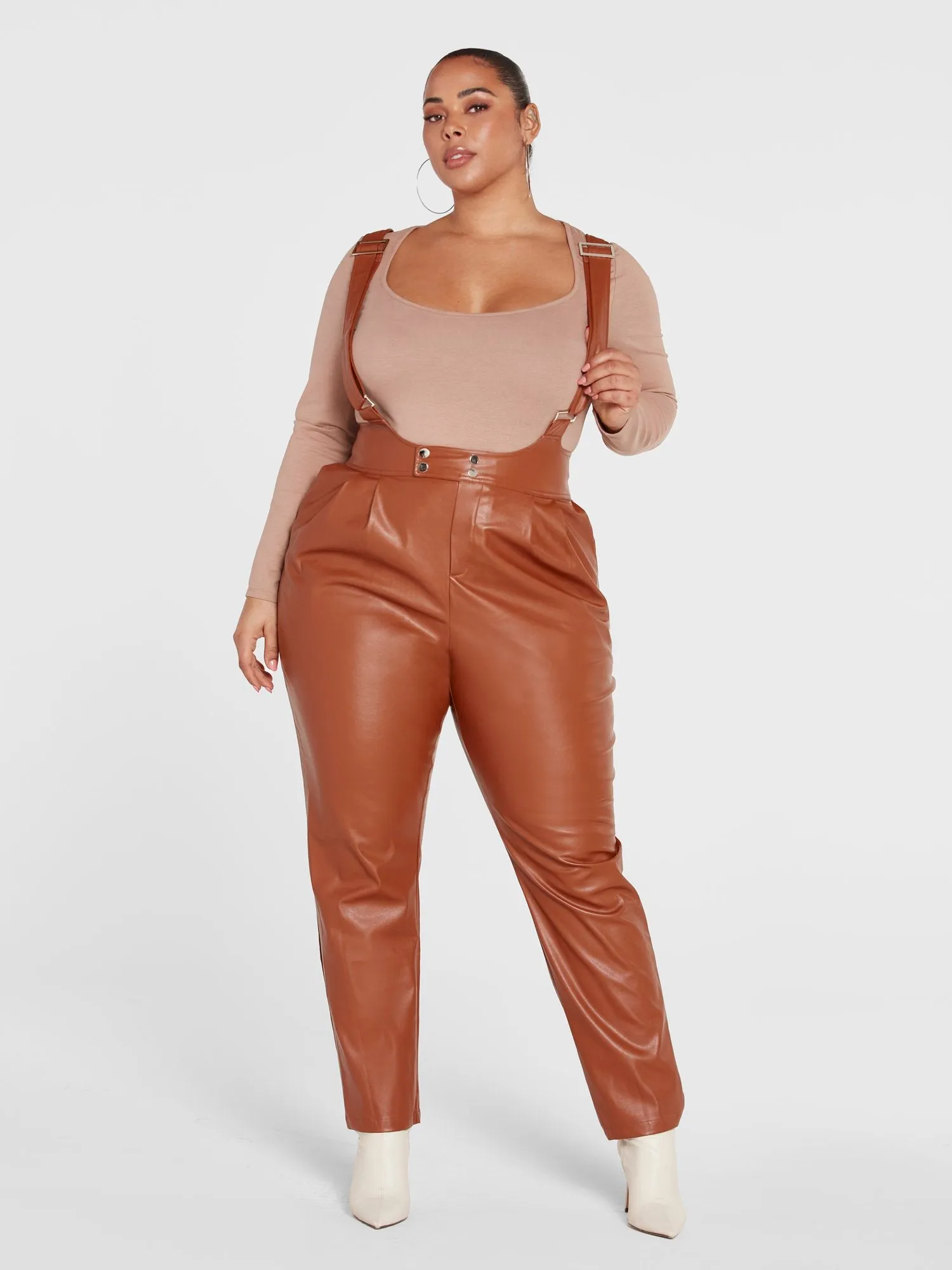 Amelia Faux Leather Suspender Pants