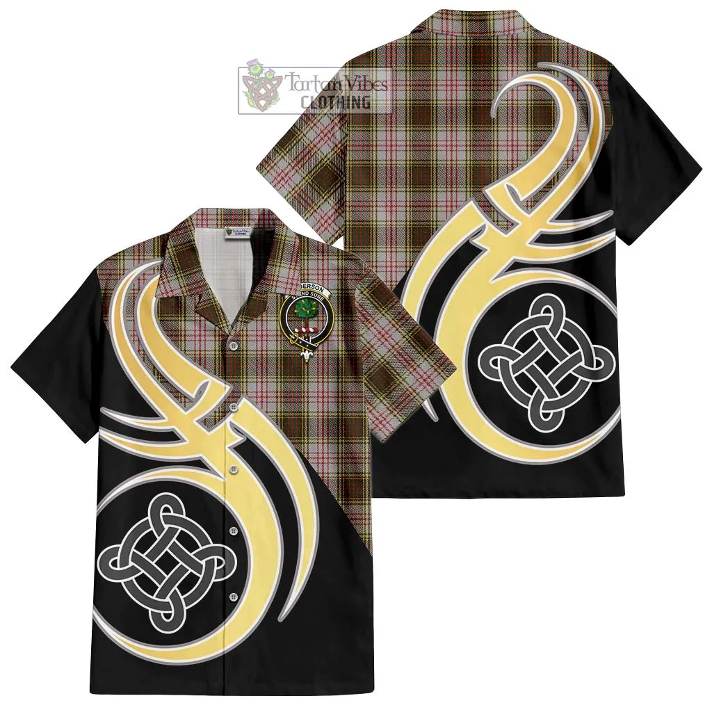 Anderson Dress Tartan Short Sleeve Button Shirt with Family Crest and Celtic Symbol Style