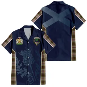 Anderson Dress Tartan Short Sleeve Button Up Shirt with Family Crest and Scottish Thistle Vibes Sport Style