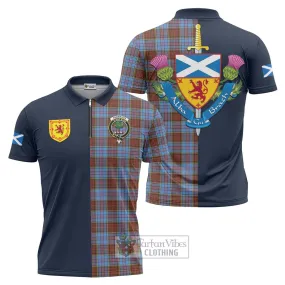 Anderson Modern Tartan Zipper Polo Shirt Alba with Scottish Lion Royal Arm Half Style