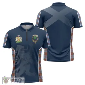 Anderson Modern Tartan Zipper Polo Shirt with Family Crest and Lion Rampant Vibes Sport Style