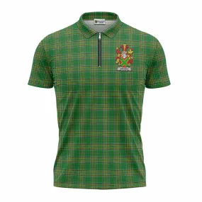 Andrew Irish Clan Tartan Zipper Polo Shirt with Coat of Arms