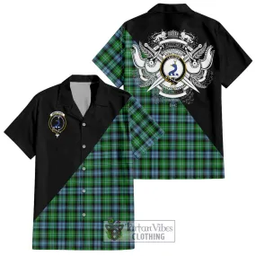 Arbuthnot Ancient Tartan Short Sleeve Button Shirt with Family Crest and Military Logo Style