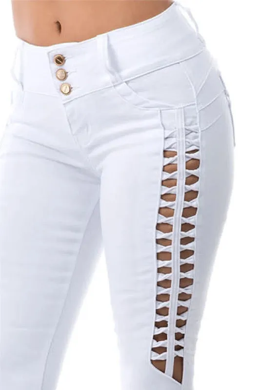 Aria Front Twist Open Jeans