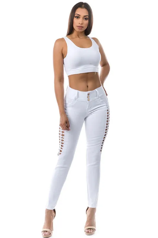 Aria Front Twist Open Jeans