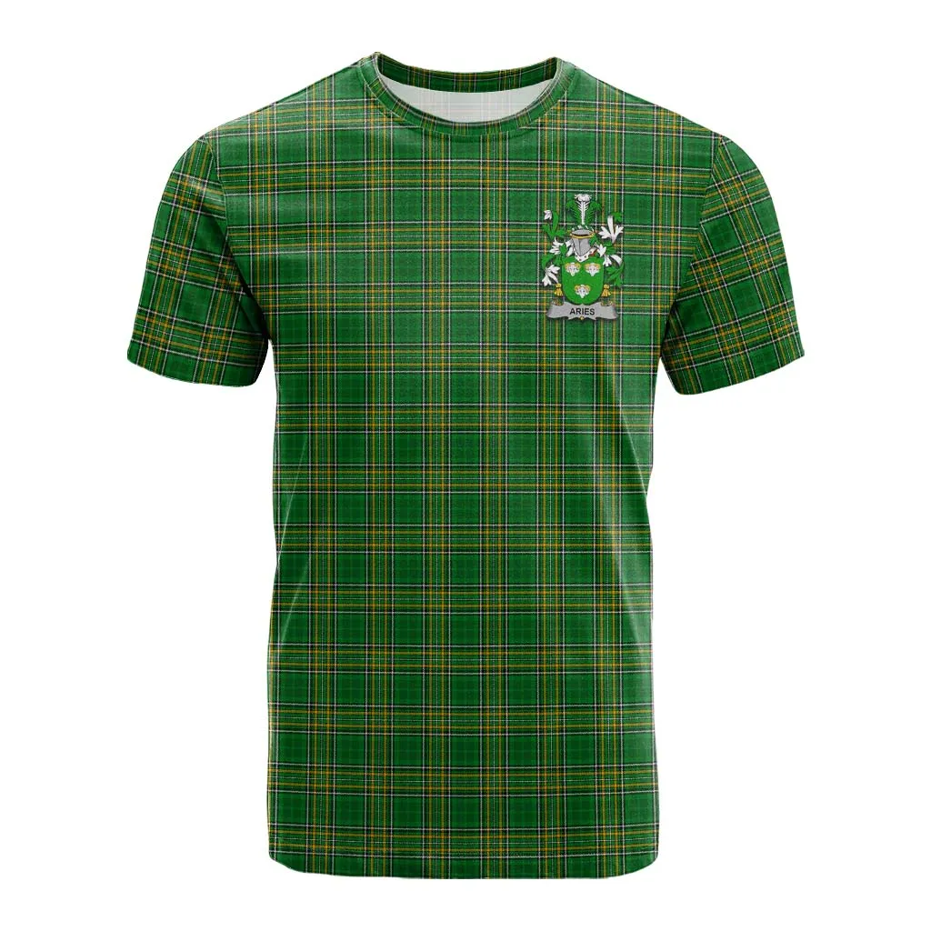 Aries Irish Clan Tartan Cotton T-shirt with Coat of Arms