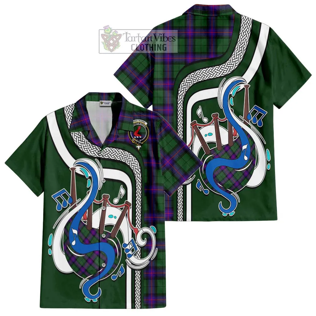 Armstrong Modern Tartan Short Sleeve Button Shirt with Epic Bagpipe Style