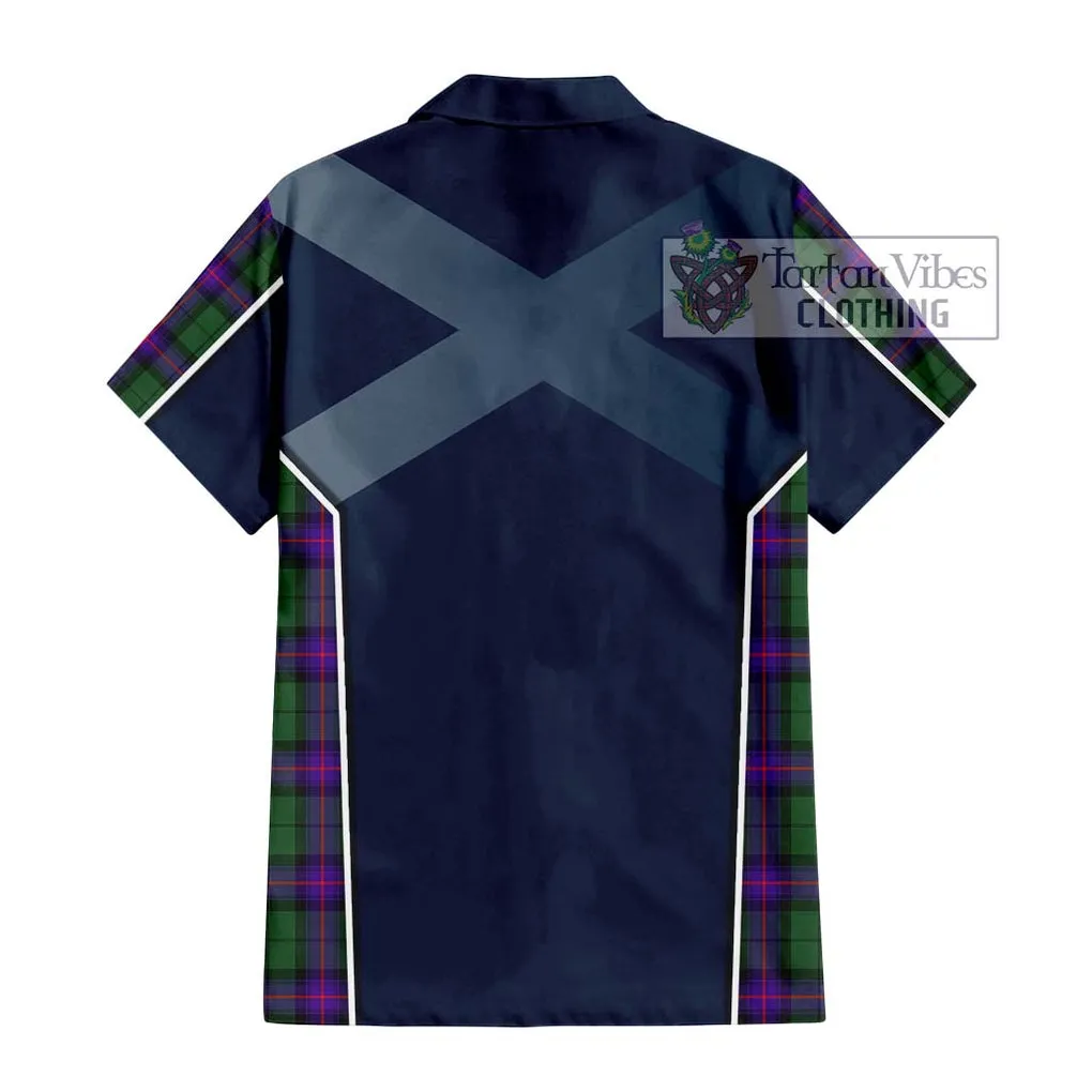 Armstrong Modern Tartan Short Sleeve Button Shirt with Family Crest and Lion Rampant Vibes Sport Style