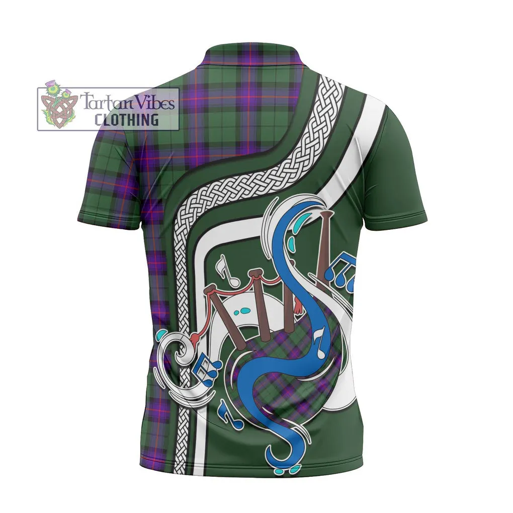 Armstrong Modern Tartan Zipper Polo Shirt with Epic Bagpipe Style