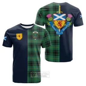 Arthur Ancient Tartan Cotton T-shirt Alba with Scottish Lion Royal Arm Half Style