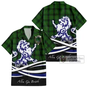 Arthur Highland Tartan Short Sleeve Button Shirt with Alba Gu Brath Regal Lion Emblem